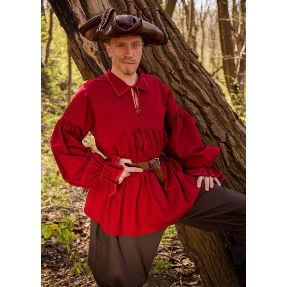 Camisa pirata bordeaux  - 3