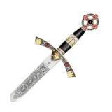 Espada Templaria Decorada cadete ouro brilhante, 75cms  - 1