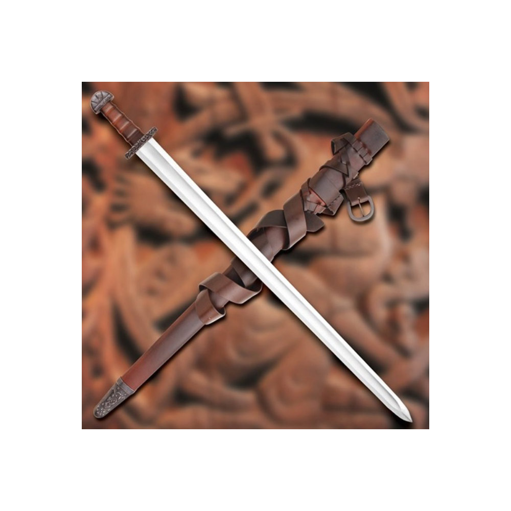 Espada Vikings funcional com bainha em couro  - 6
