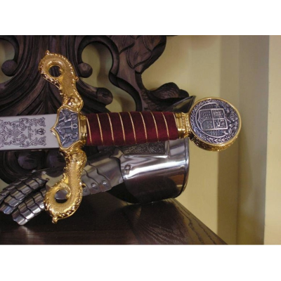 Espada Cristobal Colón en Oro  - 4
