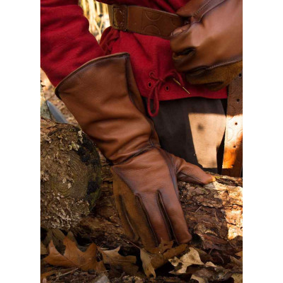 Luvas em couro castanho  - 3