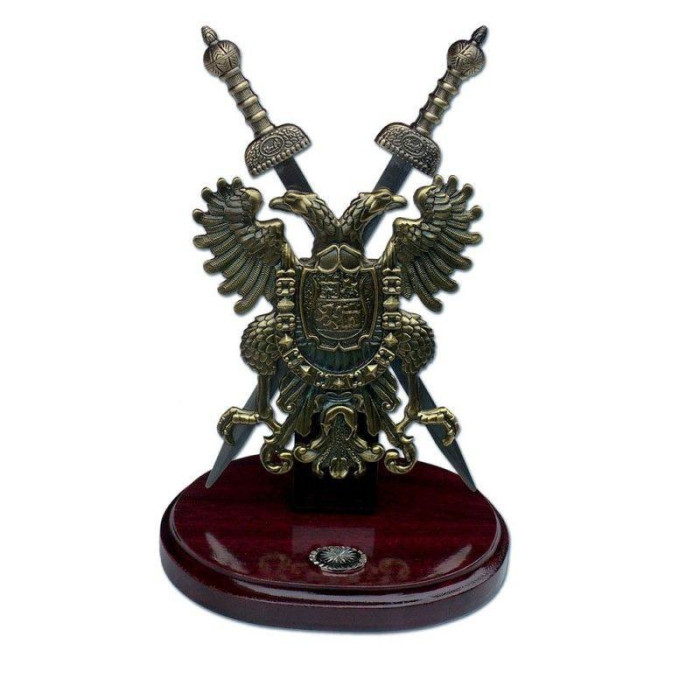 Panóplia de mesa com 2 espadas gladius  - 1