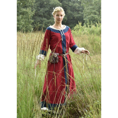 Vestido medieval Gudrun, vermelho / azul  - 10