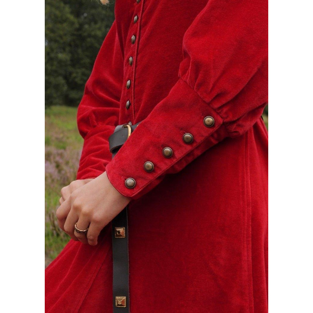 Vestido de mulher Medieval, Velvet Cotehardie Isabell vermelho  - 2