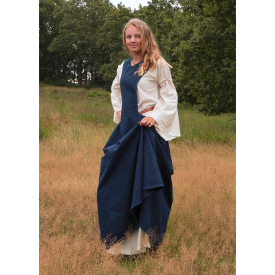 Simple Medieval Dress Afra, Sturdy Fabric, Dark Blue  - 2