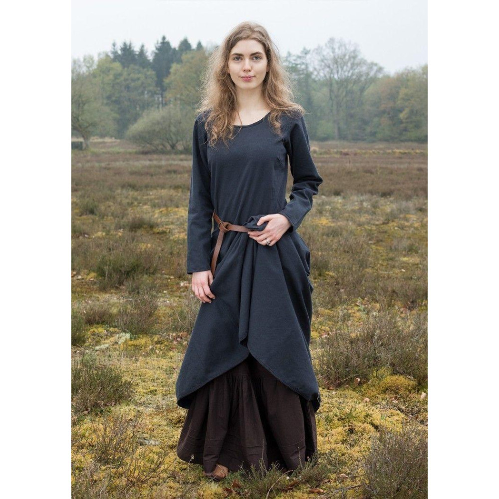 Vestido Medieval Simples Afra, Tela Resistente, azul escuro  - 12