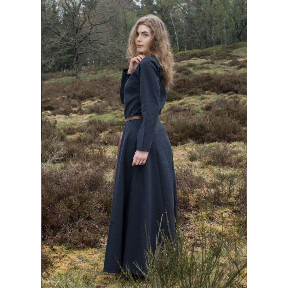 Simple Medieval Dress Afra, Sturdy Fabric, Dark Blue  - 15