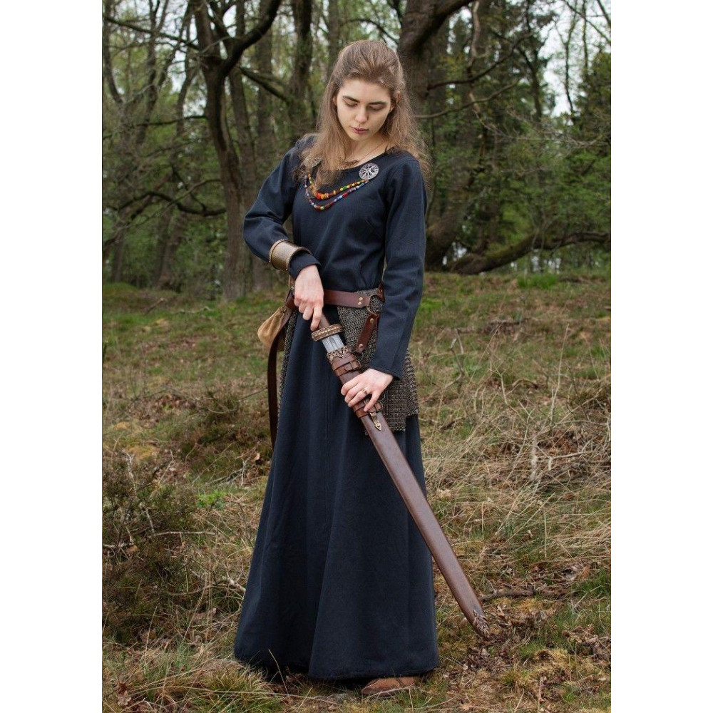 Simple Medieval Dress Afra, Sturdy Fabric, Dark Blue  - 18