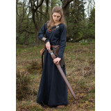 Vestido Medieval Simples Afra, Tela Resistente, azul escuro  - 18