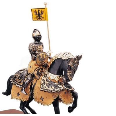 Figura cavaliere nero con cavallo 35 cm  - 3