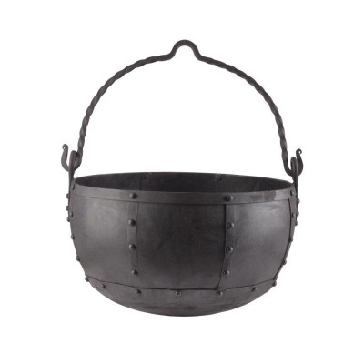 Large steel cauldron, riveted, approx. 29 liters  - 1