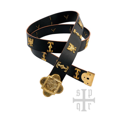 Medieval Knight's Belt Saint George in black leather  - 1
