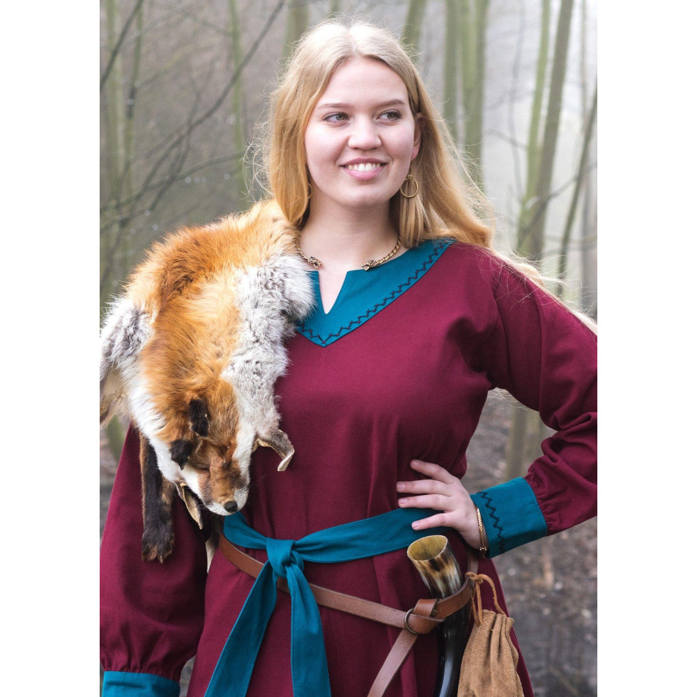 Robe Viking Jona, vin rouge / bleu-vert  - 2