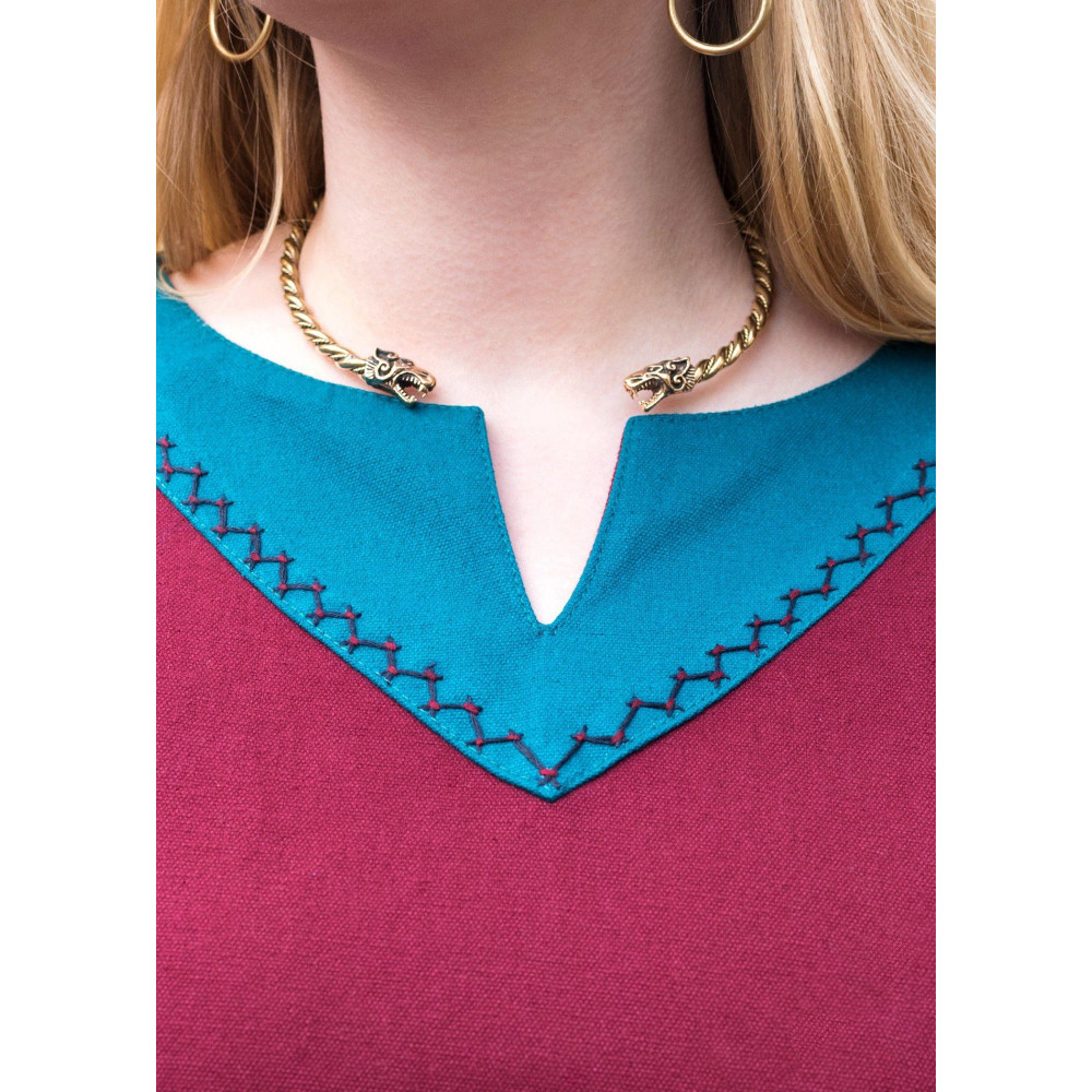 Robe Viking Jona, vin rouge / bleu-vert  - 3