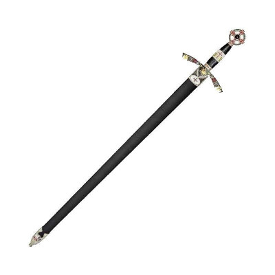 Espada Templaria Decorada Satinado com bainha  - 2