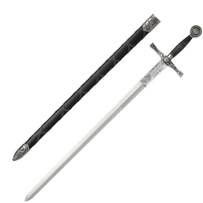 Espada do Rei Arthur Excalibur em preto e prata  - 4