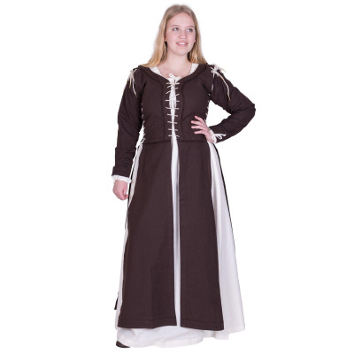 Vestido medieval / Overdress Marit com cordão, marrom  - 1