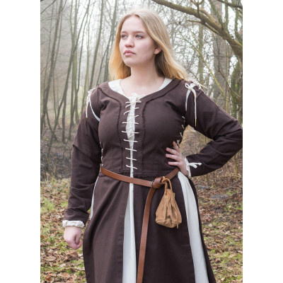 Medieval dress / Marit overdress with drawstring, brown  - 3