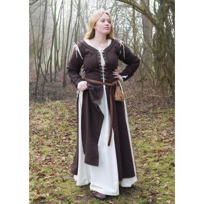 Medieval dress / Marit overdress with drawstring, brown  - 4