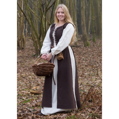 Medieval dress / Marit overdress with drawstring, brown  - 8