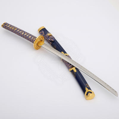 Wakizashi Blue and Gold  - 4