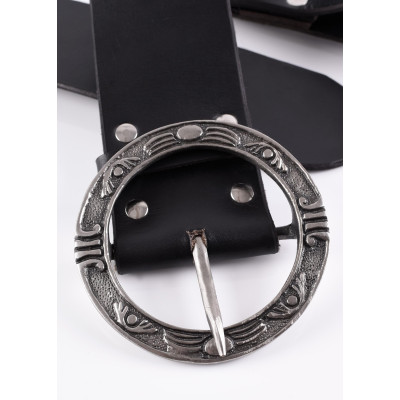 Black leather pirate belt  - 5