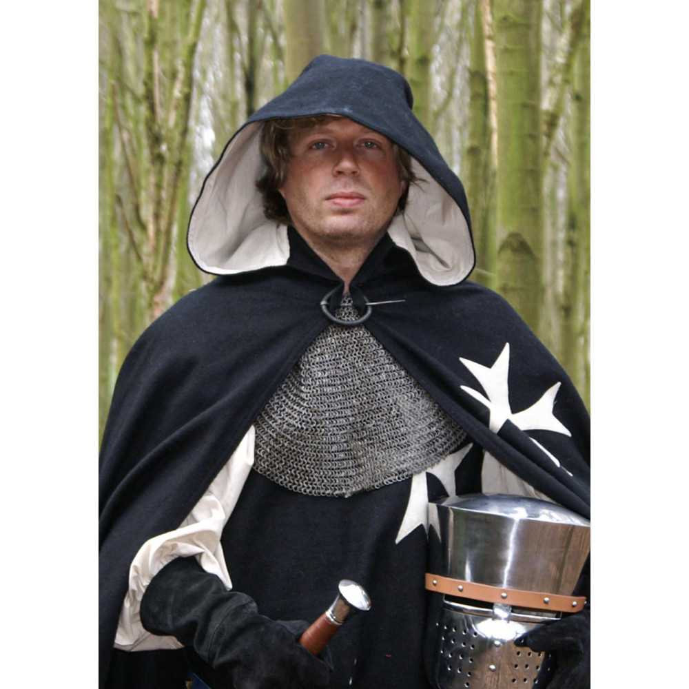 Mantle with medieval hood of the order Hospitalry unisex  - 6