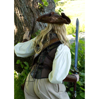 Corset de elfo escuro, preto / marrom, armadura de couro LARP  - 3