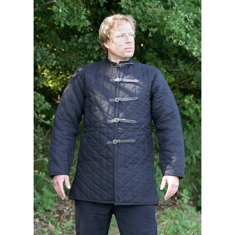 Gambesón medieval acolchado negro  - 3