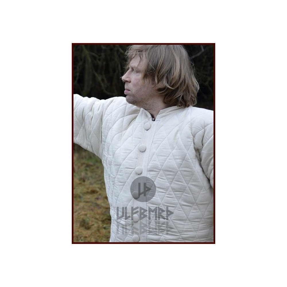 Long gambeson with removable sleeves, natural color  - 2