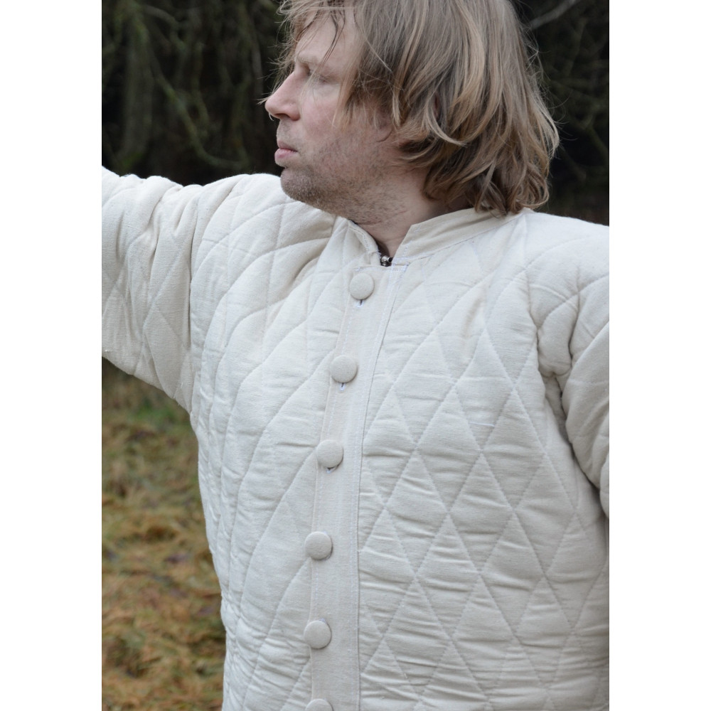 Long gambeson with removable sleeves, natural color  - 6