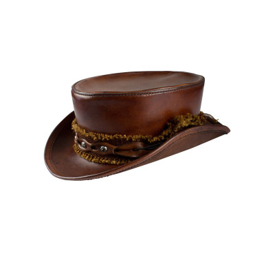 Hat Top hat in leather, black var. Sizes  - 1
