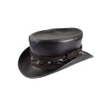 Hat Top hat in leather, black var. Sizes  - 2