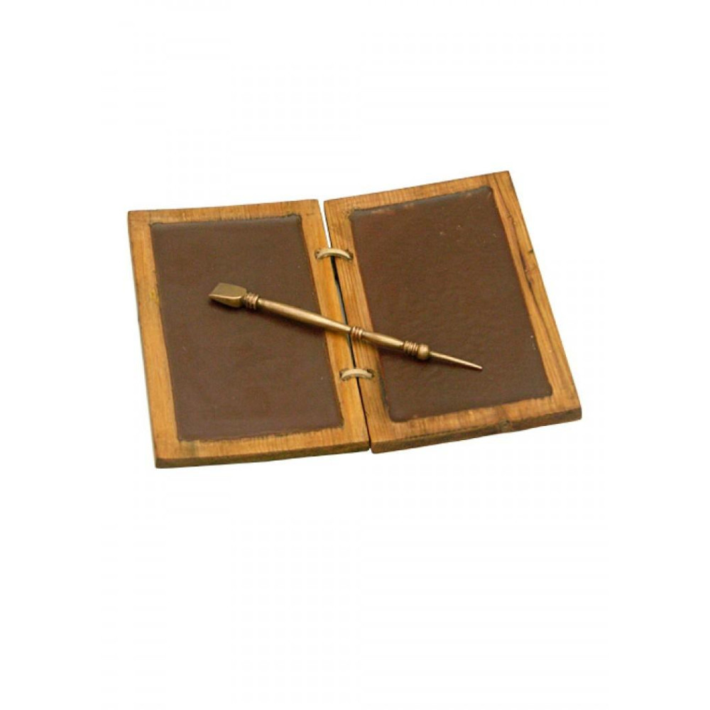Prancheta de cera romana com caneta de bronze  - 1