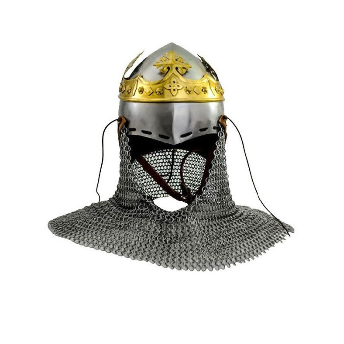 Capacete de Robert o Bruce, bascineto medieval com aventail, 1,6 mm de aço  - 1