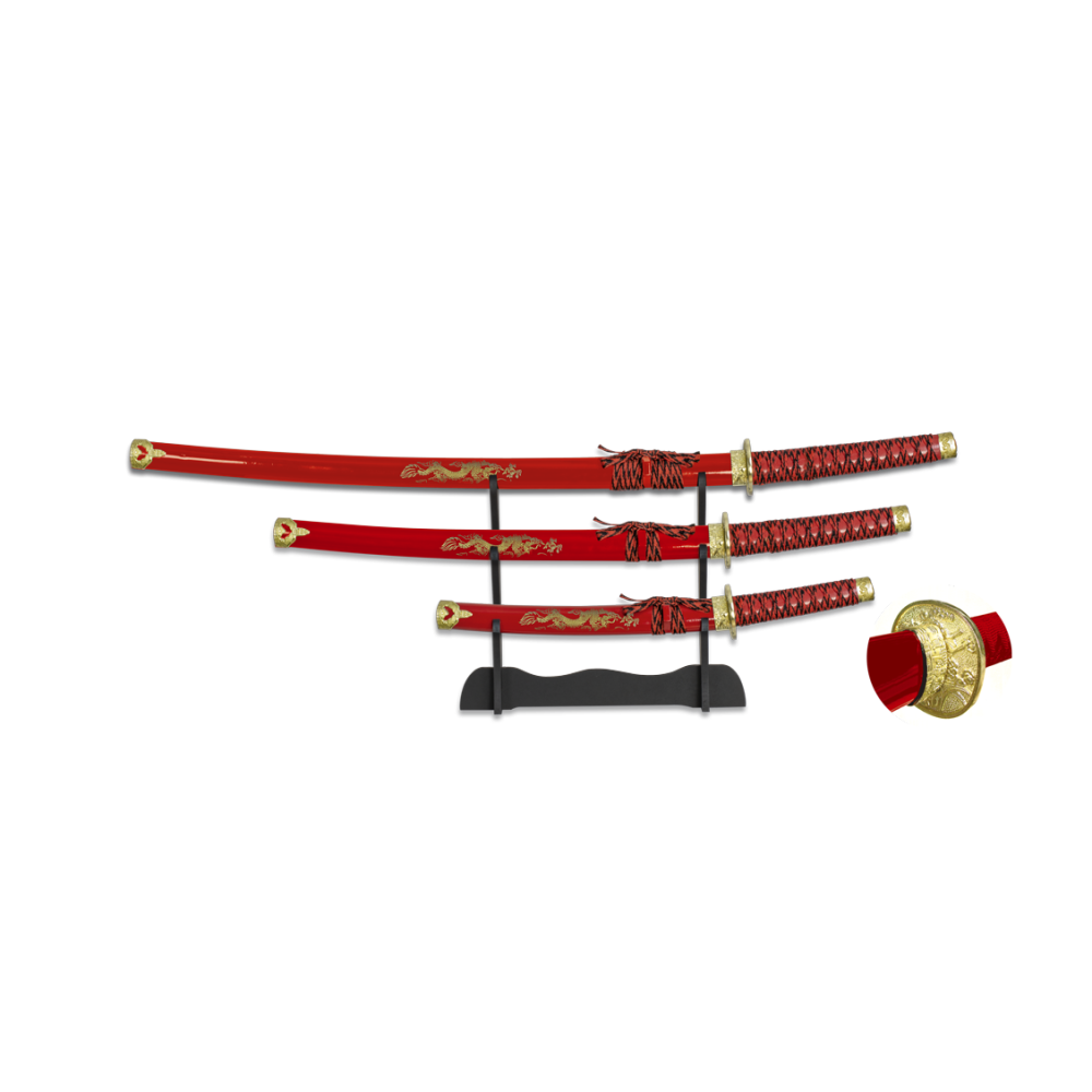 Set katana, wakizashi y tanto Monkey King con soporte  - 1