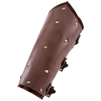 Protection of brown leather with rivets and suede sublayer, pair  - 1
