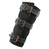 Protezione in pelle nera con rivetti e sottostrato in suede, coppia  - 2