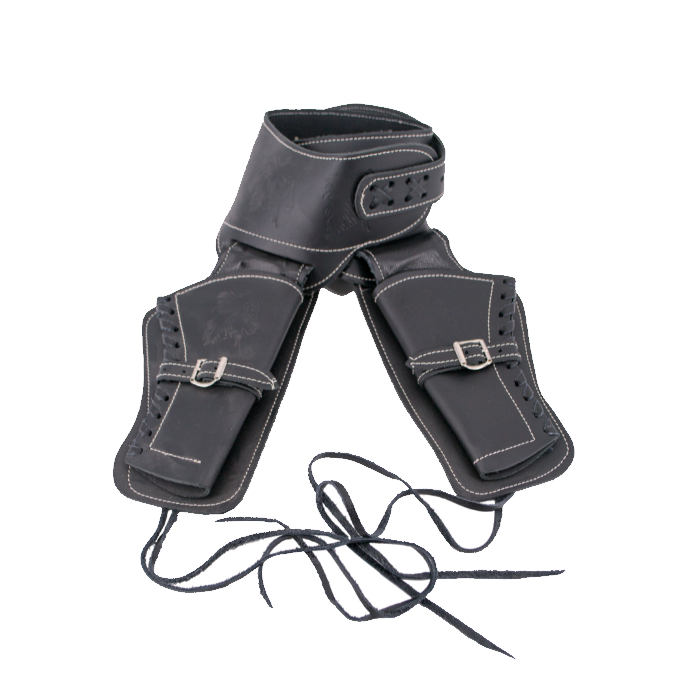 Funda de cuero negro para 2 revólveres  - 1