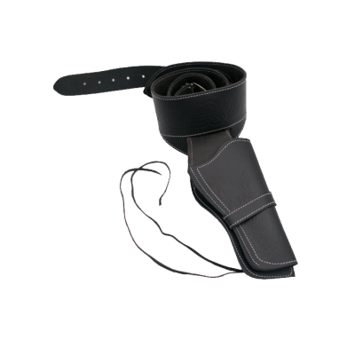 Étui en cuir noir pour revolver court  - 1