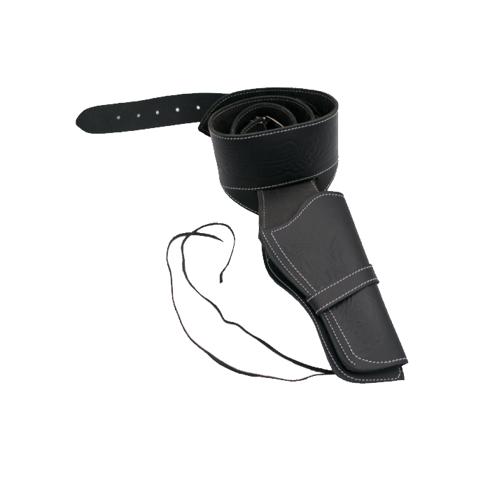 Fondina in pelle nera per revolver corto  - 1