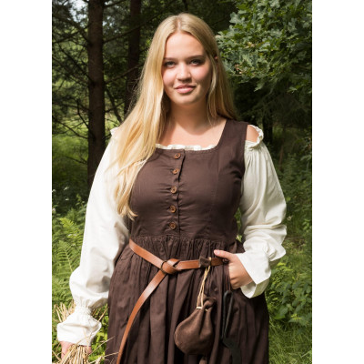Vestido medieval sin mangas, Lene overdress, marrón  - 3