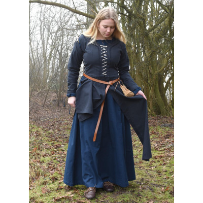 Medieval dress Marit with drawstring, dark blue  - 3