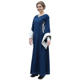 Medieval dress, Bliaut Amal open, blue / natural  - 1