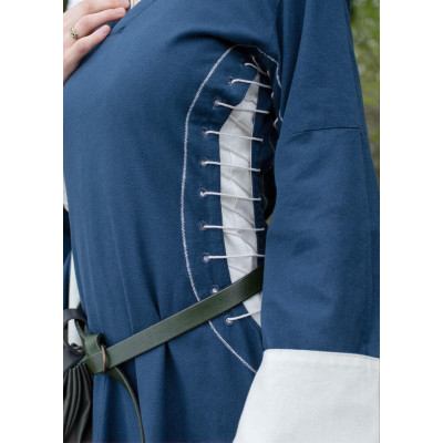 Medieval dress, Bliaut Amal open, blue / natural  - 3