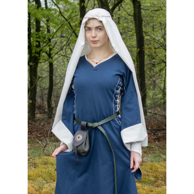 Medieval dress, Bliaut Amal open, blue / natural  - 6
