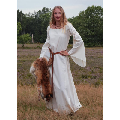 Medieval change dress Burglinde w. Trumpet sleeves, natural  - 1