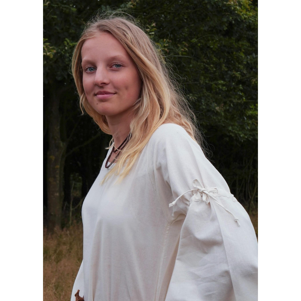 Medieval change dress Burglinde w. Trumpet sleeves, natural  - 3