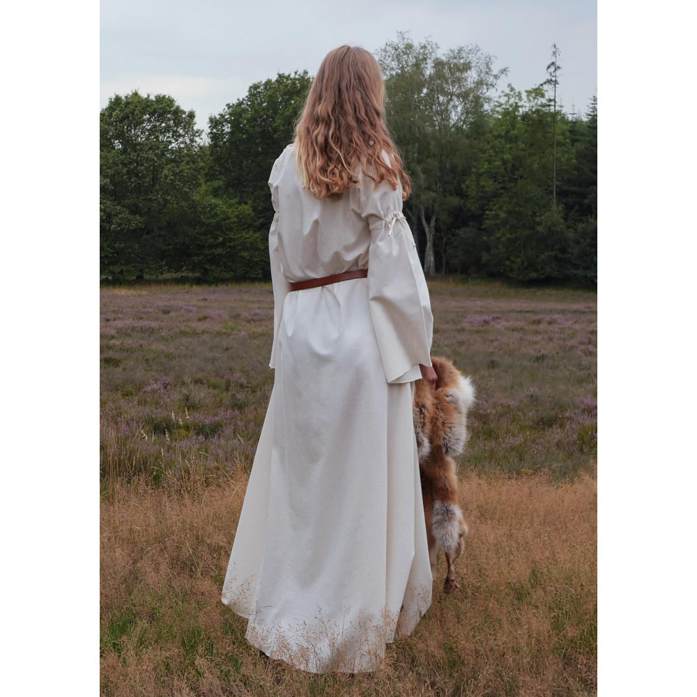 Medieval change dress Burglinde w. Trumpet sleeves, natural  - 4