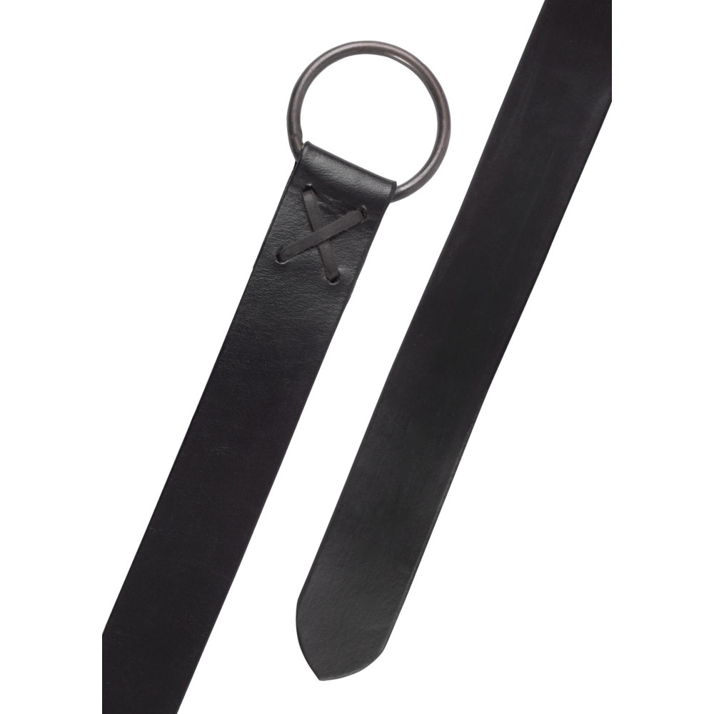 Cinturón medieval de cuero negro con anillo de latón, 190 cm  - 2